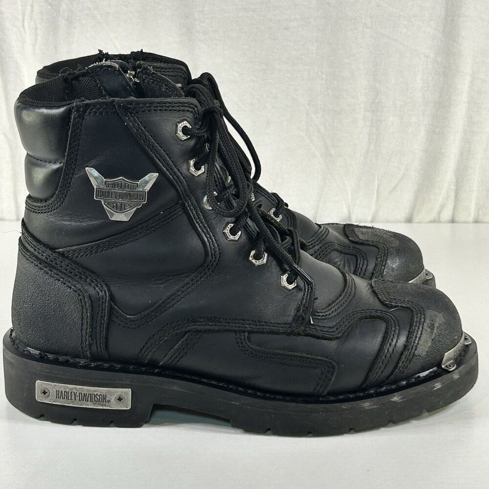 Harley-Davidson Men's 10 M Stealth Motorcycle Boots Patch Lace Black Riding